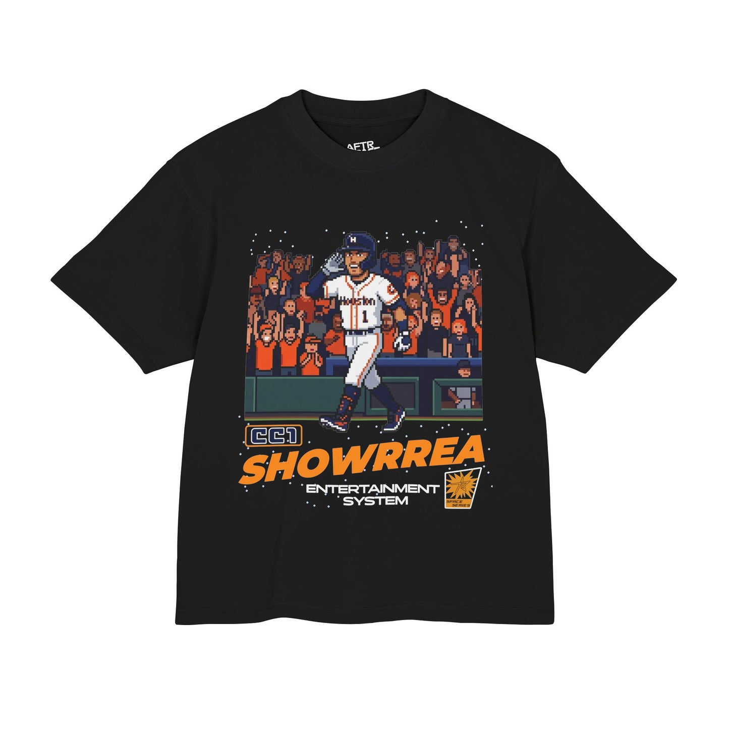 8-Bit Showrrea — Retro Arcade 'Space City, Texas' Graphic T-Shirt